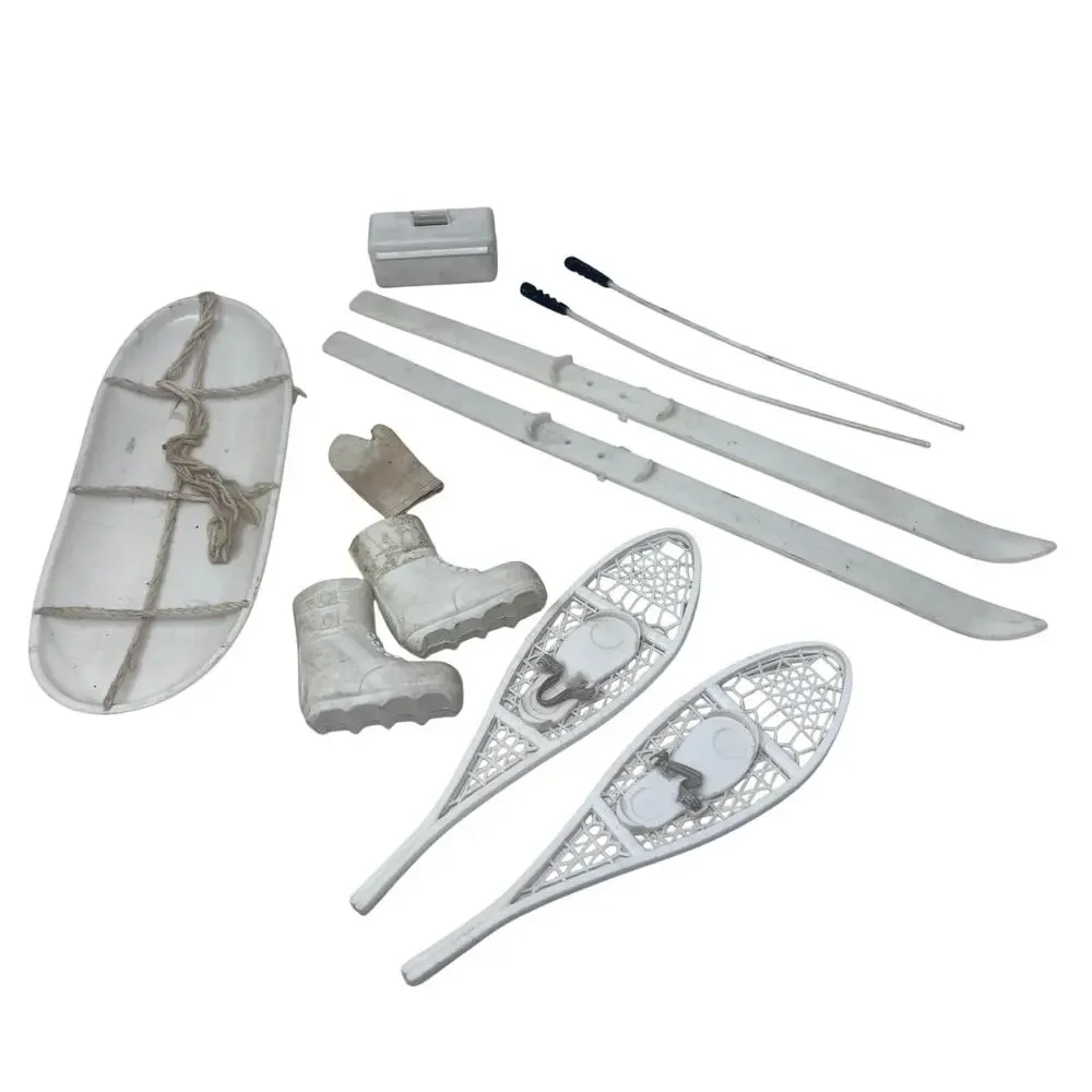 GI Joe Ski‎ Patrol Accessories VTG White Sled Snow Shoes Boot Glove Pole - AS IS